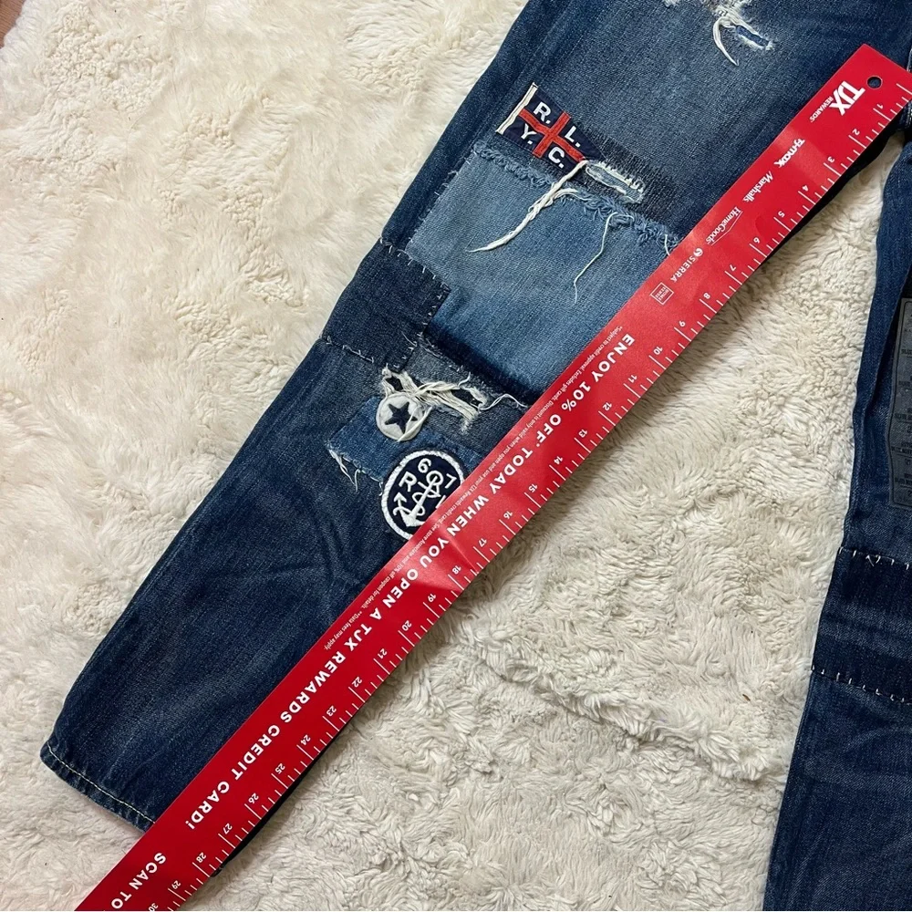 Polo Ralph Lauren Women's Astor Slim Boyfriend Jeans Size 27 Patchwork Distress - Picture 6 of 8